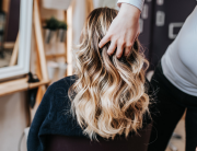 Woman with pretty blonde highlights